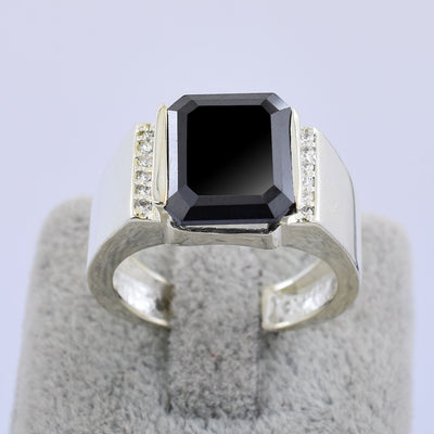 6 Ct Emerald Cut Black Diamond Ring in 925 Sterling Silver Wedding Ring, Anniversary Ring - ZeeDiamonds