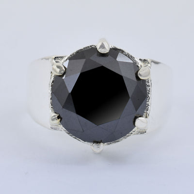 Stunning 7 Ct Round Brilliant Cut Black Diamond Ring in 925 Sterling Silver Wedding Ring, Anniversary Ring - ZeeDiamonds