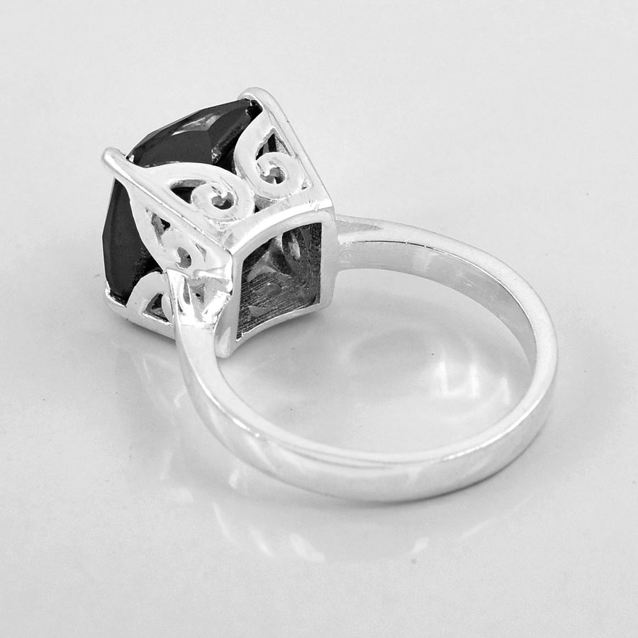 Promise Ring 4 Ct Cushion Cut Black Diamond Solitaire Ring in 925 Sterling Silver Great Collection - ZeeDiamonds