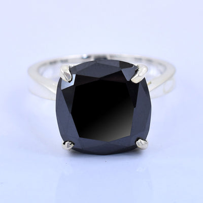 Promise Ring 4 Ct Cushion Cut Black Diamond Solitaire Ring in 925 Sterling Silver Great Collection - ZeeDiamonds