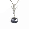 10 Carat Round Faceted Stunning Black Diamond with Accents Pendant, 925 Silver, Excellent Cut & Luster