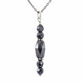 Certified 10mm-6mm Fancy Beads Black Diamond Pendant, 925 Silver, Excellent Cut & Luster - ZeeDiamonds