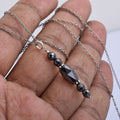 Certified 10mm-6mm Fancy Beads Black Diamond Pendant, 925 Silver, Excellent Cut & Luster - ZeeDiamonds