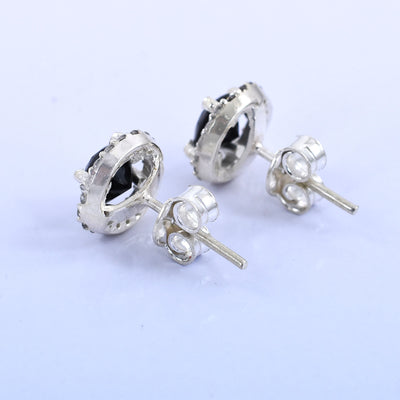 2ct each Round Cut Black Diamond Studs with Black Diamond Accents Unisex, Ideal Gift For Wife, Girlfriend - ZeeDiamonds