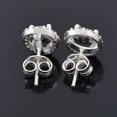 2ct each Round Cut Black Diamond Studs with Black Diamond Accents Unisex, Ideal Gift For Wife, Girlfriend - ZeeDiamonds