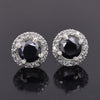 2ct each Round Cut Black Diamond Studs with Black Diamond Accents Unisex, Ideal Gift For Wife, Girlfriend