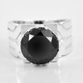 Designer 6 Ct Round Brilliant Cut Black Diamond Solitaire Men's Ring in 925 Sterling Silver Engagement Ring - ZeeDiamonds