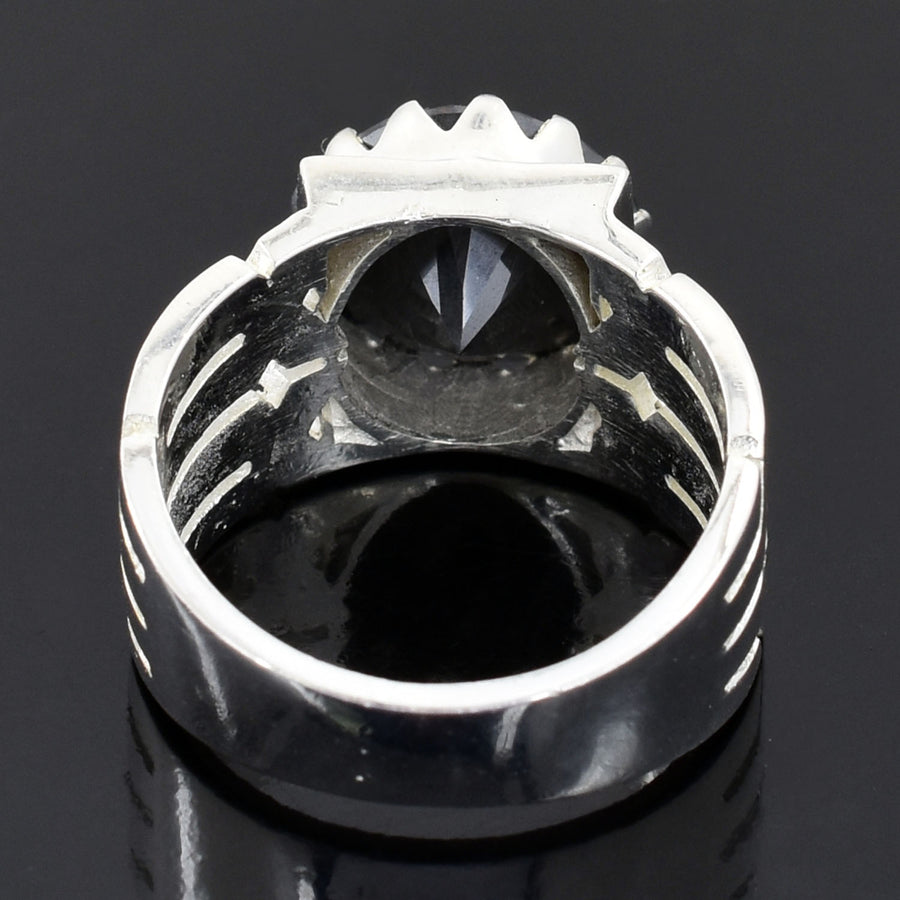 Designer 6 Ct Round Brilliant Cut Black Diamond Solitaire Men's Ring in 925 Sterling Silver Engagement Ring - ZeeDiamonds