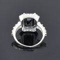 3 Ct Emerald Cut Black Diamond Solitaire Ring with White Signity Stones in 925 Sterling Silver Engagement Ring - ZeeDiamonds