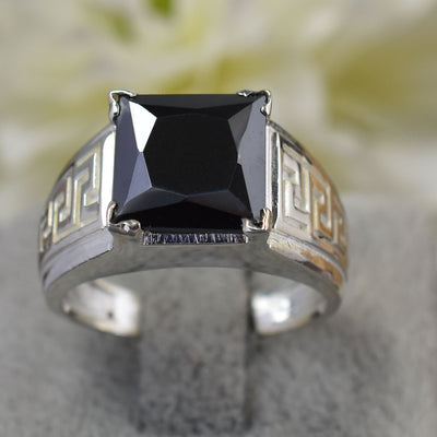 5 Ct Princess Cut Black Diamond Solitaire Men's Ring in 925 Sterling Silver Great Shine - ZeeDiamonds