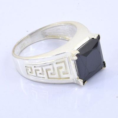 5 Ct Princess Cut Black Diamond Solitaire Men's Ring in 925 Sterling Silver Great Shine - ZeeDiamonds
