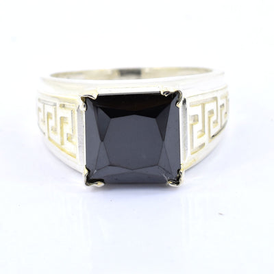 5 Ct Princess Cut Black Diamond Solitaire Men's Ring in 925 Sterling Silver Great Shine - ZeeDiamonds