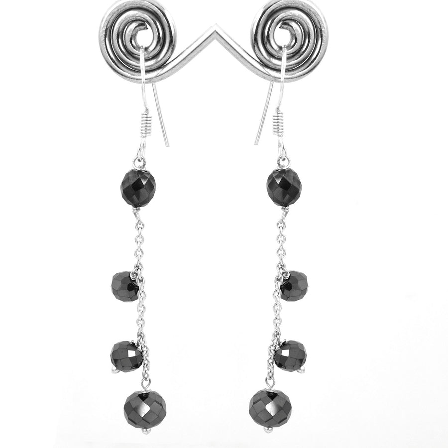 Stunning Black Diamond Dangler Silver Earrings, Bridesmaid Gift, Birthday Gift, Gift for Daughter - ZeeDiamonds