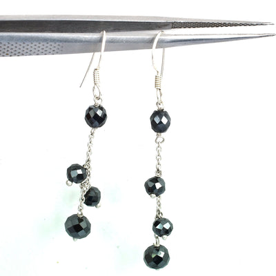 Stunning Black Diamond Dangler Silver Earrings, Bridesmaid Gift, Birthday Gift, Gift for Daughter - ZeeDiamonds