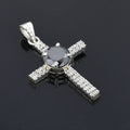 Certified 2.5 Ct Black Diamond Solitaire Cross Pendant in White Diamonds Elegant Style - ZeeDiamonds