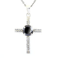 Certified 2.5 Ct Black Diamond Solitaire Cross Pendant in White Diamonds Elegant Style - ZeeDiamonds