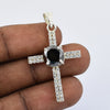 Certified 2.5 Ct Black Diamond Solitaire Cross Pendant in White Diamonds Elegant Style