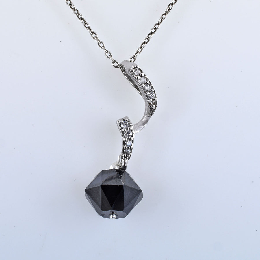 AAA Quality Certified Black Diamond Solitaire Pendant in Signity Stones Elegant Style - ZeeDiamonds