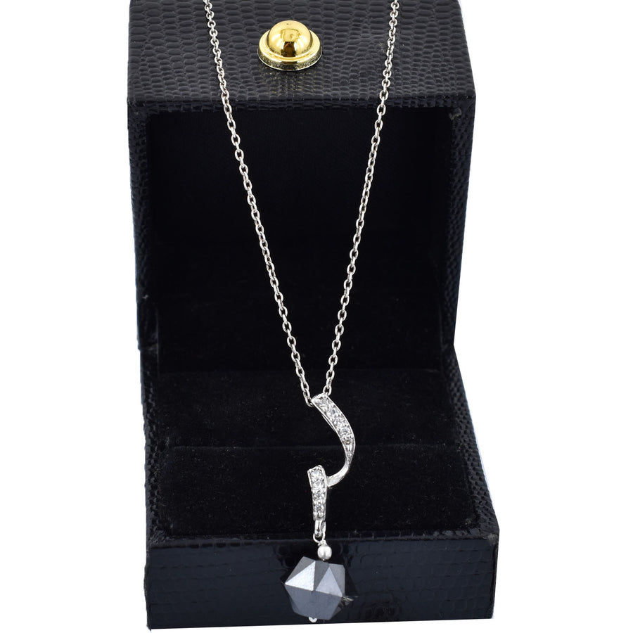 AAA Quality Certified Black Diamond Solitaire Pendant in Signity Stones Elegant Style - ZeeDiamonds