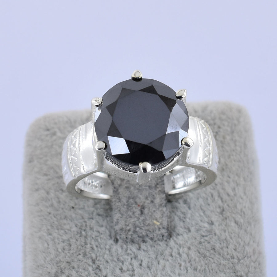 Best Collection 5 Ct Round Brilliant Cut Black Diamond Solitaire Ring in 925 Sterling Silver Great Shine - ZeeDiamonds