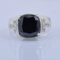 5.5 Ct Cushion Cut Black Diamond Solitaire Ring in 925 Sterling Silver Anniversary and Wedding Gift - ZeeDiamonds