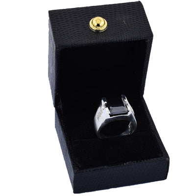 5 Ct Emerald Cut Black Diamond Solitaire Men's Ring in 925 Sterling Silver Anniversary and Wedding Gift - ZeeDiamonds