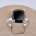 2 Ct Cushion Cut Black Diamond Solitaire Ring in 925 Sterling Silver Anniversary and Wedding Gift - ZeeDiamonds