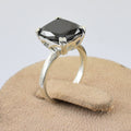 2 Ct Cushion Cut Black Diamond Solitaire Ring in 925 Sterling Silver Anniversary and Wedding Gift - ZeeDiamonds