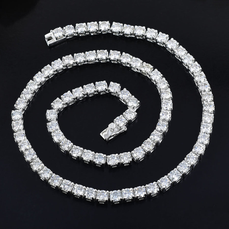 RARE 4mm 24 inches White Moissanite Tennis Necklace – 43 Cts Amazing Shine & Bling - ZeeDiamonds