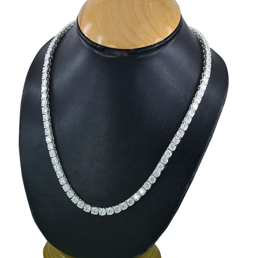 RARE 4mm 24 inches White Moissanite Tennis Necklace – 43 Cts Amazing Shine & Bling - ZeeDiamonds
