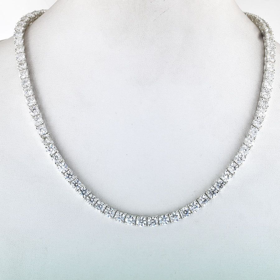 RARE 4mm 24 inches White Moissanite Tennis Necklace – 43 Cts Amazing Shine & Bling - ZeeDiamonds