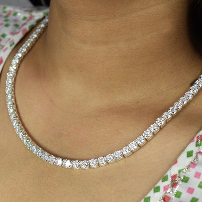 RARE 4mm 24 inches White Moissanite Tennis Necklace – 43 Cts Amazing Shine & Bling - ZeeDiamonds