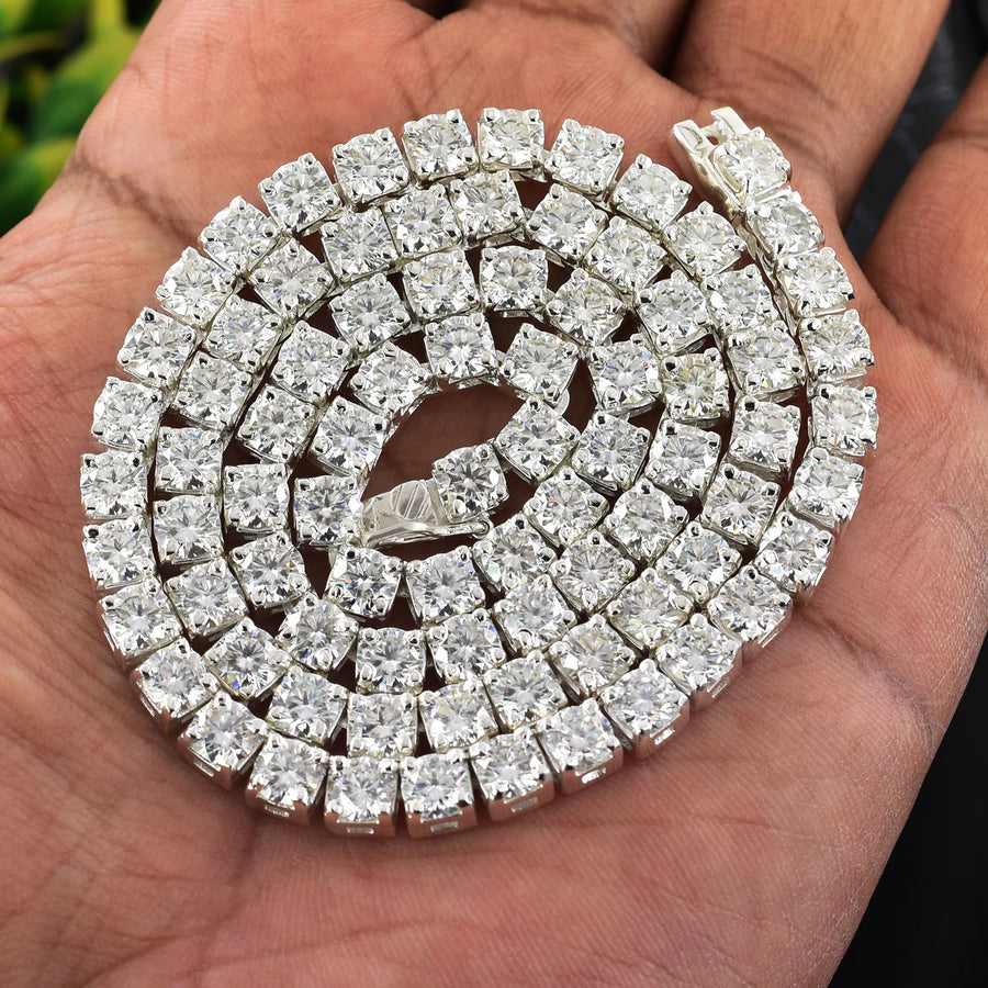 RARE 4mm 24 inches White Moissanite Tennis Necklace – 43 Cts Amazing Shine & Bling - ZeeDiamonds