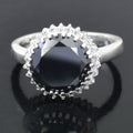 4.10 Carat Certified Black Diamond Solitaire Ring With Accents, 925 Sterling Silver, Round Brilliant Cut, Customized Finish! - ZeeDiamonds