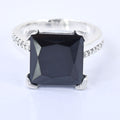 6.95 Ct AAA Quality Princess Cut Black Diamond Solitaire Ring in 925 Silver- Great Luster & Very Elegant - ZeeDiamonds