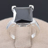 6.95 Ct AAA Quality Princess Cut Black Diamond Solitaire Ring in 925 Silver- Great Luster & Very Elegant - ZeeDiamonds