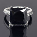 6.95 Ct AAA Quality Princess Cut Black Diamond Solitaire Ring in 925 Silver- Great Luster & Very Elegant - ZeeDiamonds