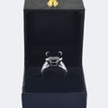 6.95 Ct AAA Quality Princess Cut Black Diamond Solitaire Ring in 925 Silver- Great Luster & Very Elegant - ZeeDiamonds