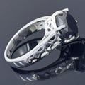 7.35 Carat Certified Black Diamond Solitaire Ring 925 Sterling Silver, Round Brilliant Cut, Customized Finish! - ZeeDiamonds