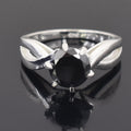 Elegant 2.60 Carat Black Diamond Solitaire Ring , 925 Sterling Silver, Round Brilliant Cut, Customized Finish - ZeeDiamonds