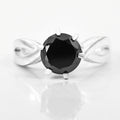 Elegant 2.60 Carat Black Diamond Solitaire Ring , 925 Sterling Silver, Round Brilliant Cut, Customized Finish - ZeeDiamonds