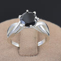 Elegant 2.60 Carat Black Diamond Solitaire Ring , 925 Sterling Silver, Round Brilliant Cut, Customized Finish - ZeeDiamonds