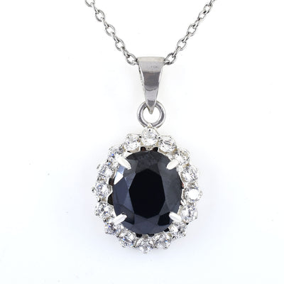 For Ideal Gift 4.50 Carat Oval Shaped Black Diamond Solitaire Pendant, 925 Silver, Excellent Cut & Luster - ZeeDiamonds