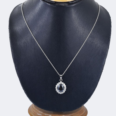 For Ideal Gift 4.50 Carat Oval Shaped Black Diamond Solitaire Pendant, 925 Silver, Excellent Cut & Luster - ZeeDiamonds