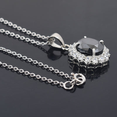 For Ideal Gift 4.50 Carat Oval Shaped Black Diamond Solitaire Pendant, 925 Silver, Excellent Cut & Luster - ZeeDiamonds