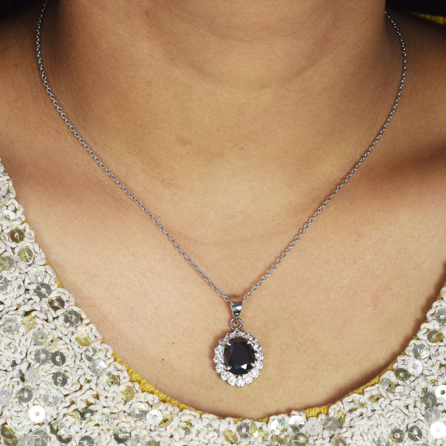 For Ideal Gift 4.50 Carat Oval Shaped Black Diamond Solitaire Pendant, 925 Silver, Excellent Cut & Luster - ZeeDiamonds
