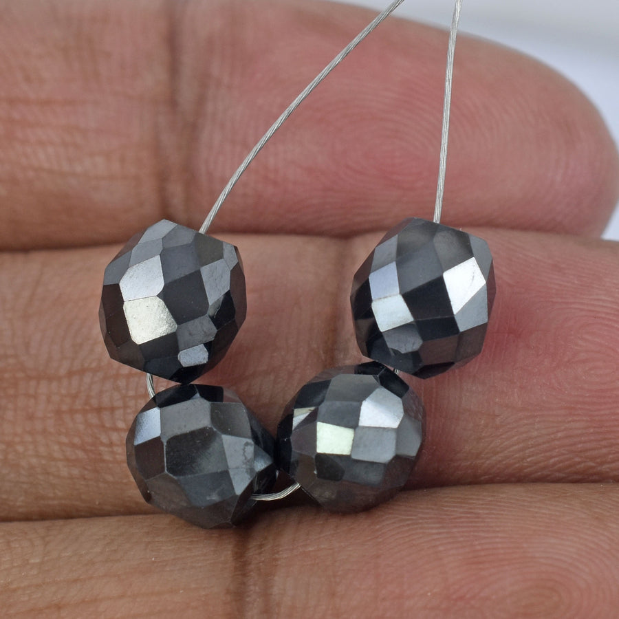 15 Carat Loose Earth Mined Black Diamond Round Shape Drilled Beads For Making Jewelry - ZeeDiamonds