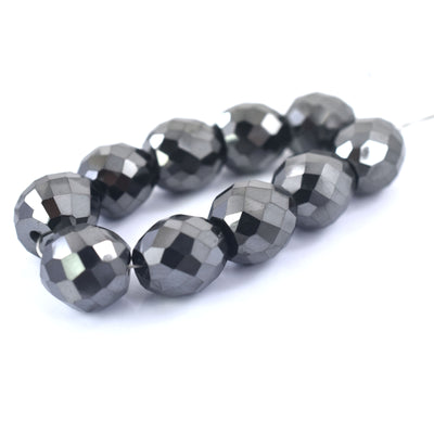 Earth Mined Black Diamond Carbonado Loose Round Faceted Drilled Beads Lot 6 Pcs , For making jewelry - ZeeDiamonds