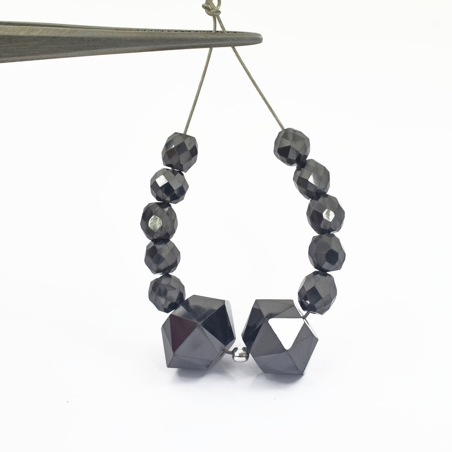 Top Quality Black Diamond Loose Drilled Beads , For making jewelry , 12 Pcs Beads - ZeeDiamonds