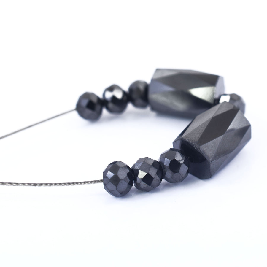 Stunning Black Diamond Loose Fancy and Round Faceted Drilled Beads , For making jewelry - ZeeDiamonds